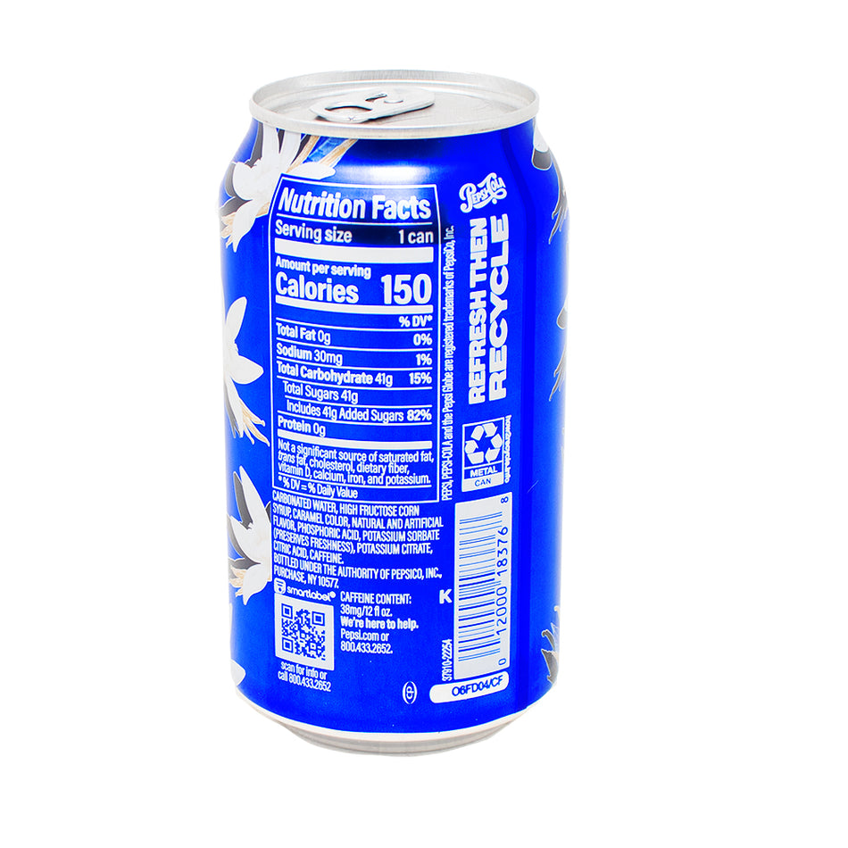 Pepsi Vanilla Soda - 355mL  Nutrition Facts Ingredients