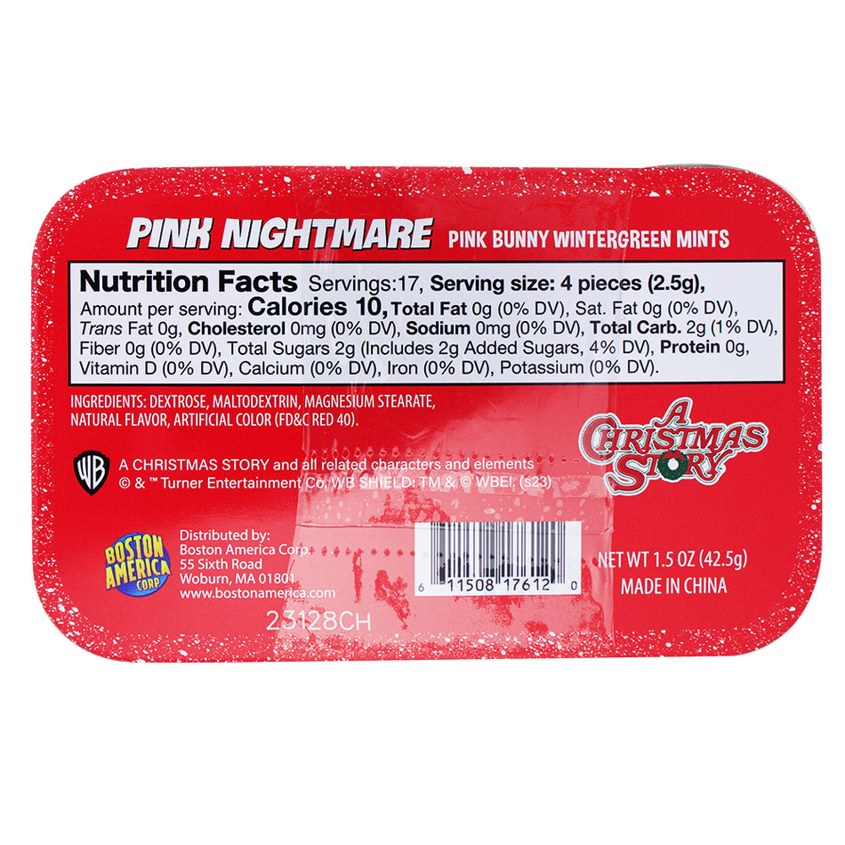A Christmas Story - Pink Nightmare Mints - 1.5oz Nutrition Facts Ingredients - Pink Nightmare Mints - Festive Candy Story - Holiday Mint Treats - Christmas Candy Wonderland - Whimsical Pink Delights  - Christmas Candy Fun - christmas candy - christmas treats