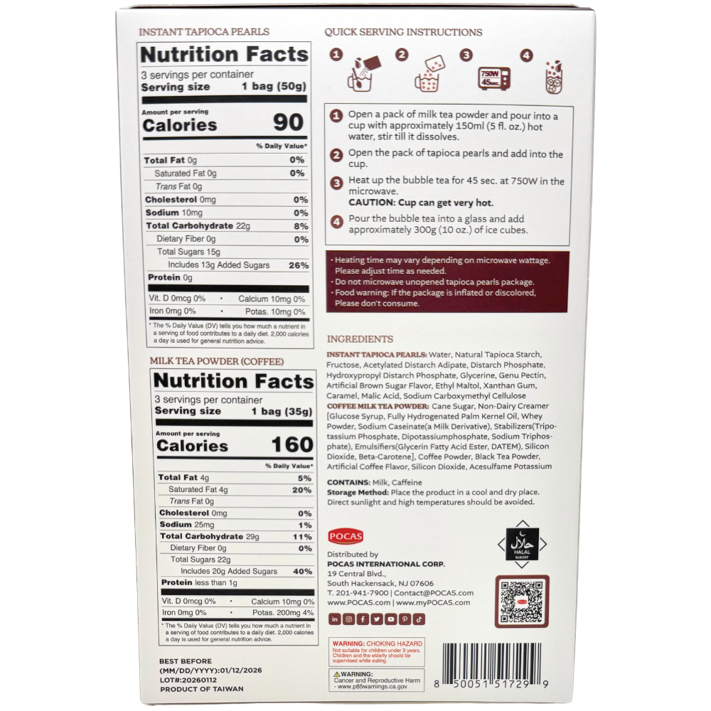 Pocas DIY Bubble Tea Kit Coffee 3 Pack -  9oz