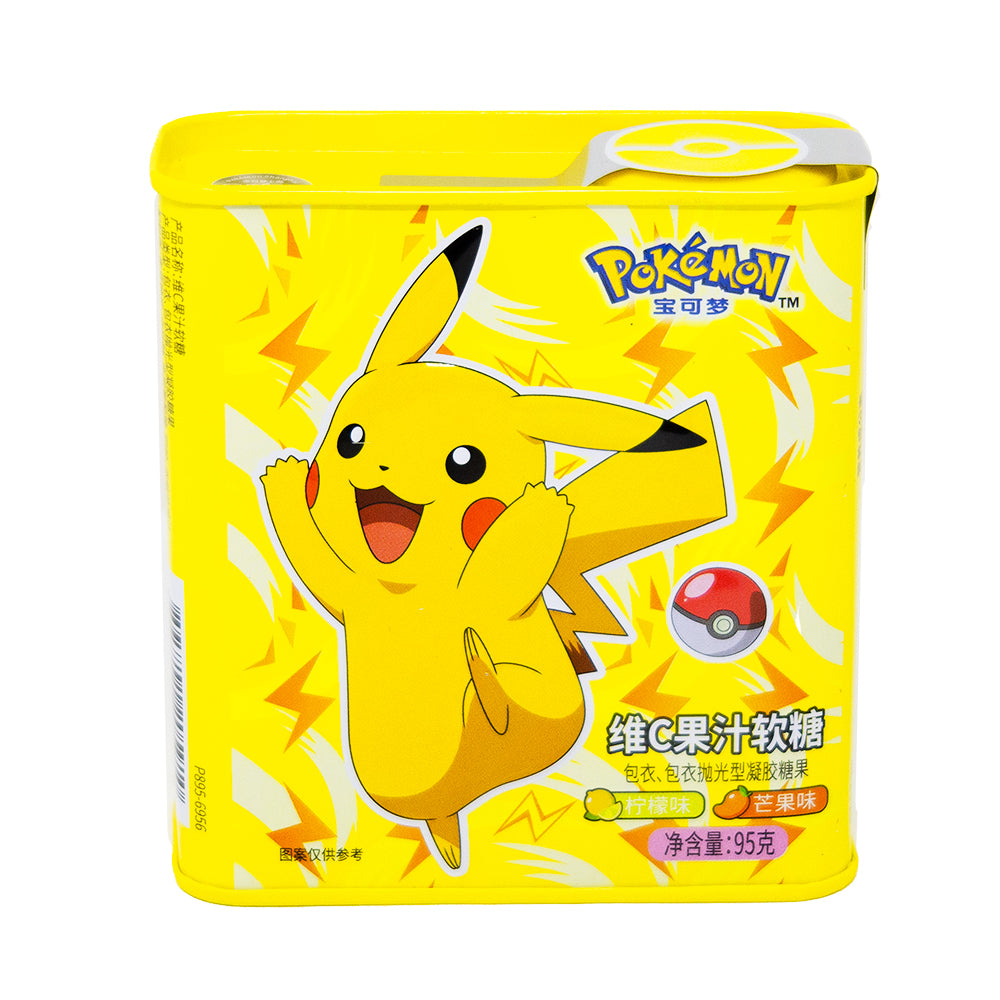 Pokemon Vitamin C Fruit Juice Gummies Lemon & Mango Yellow Tin (China) - 95g