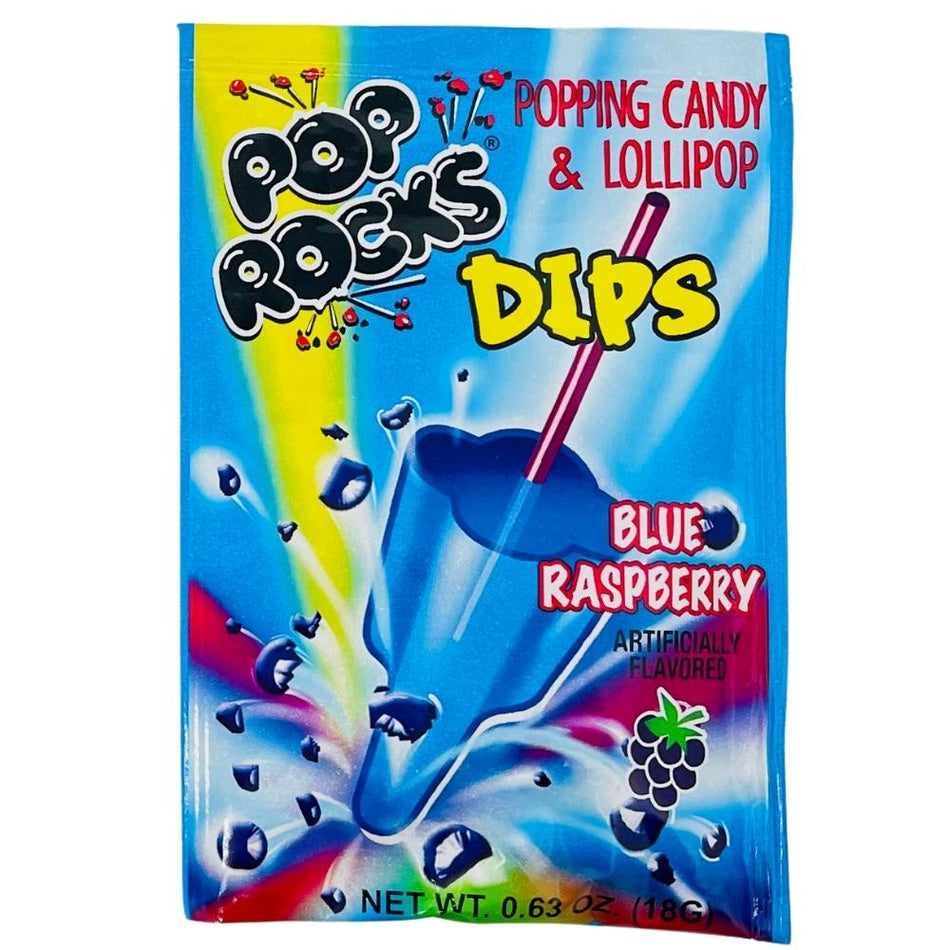 Pop Rocks Dips Sour Blue Raspberry Candy -18g -Blue raspberry-Pop rocks-Pop rocks candy-Popping candy