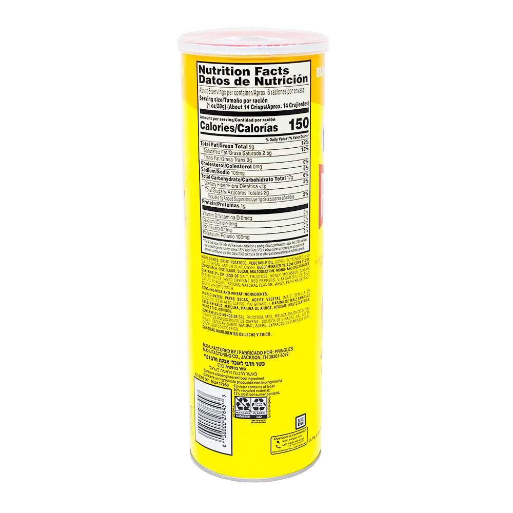 Pringles Hot Honey - 158g  Nutrition Facts Ingredients
