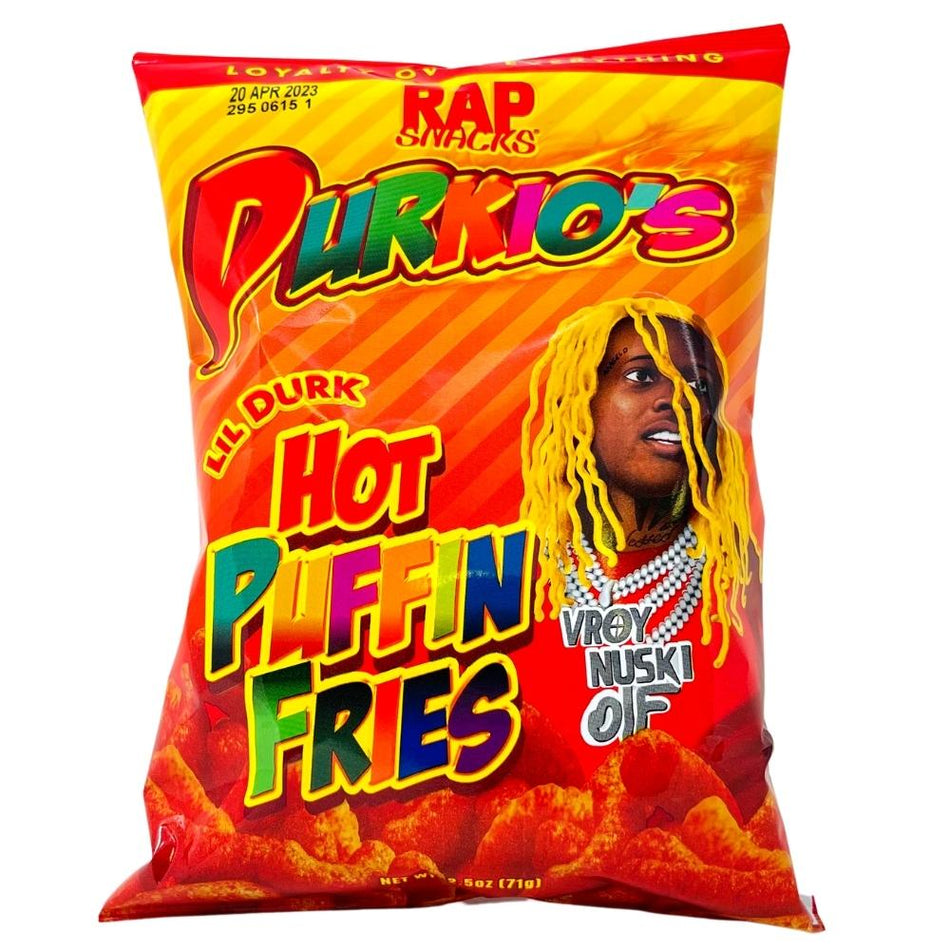 Rap Snacks Durkio's Hot Puffin Fries - 2.5oz, rap snacks, lil durk chips, spicy chips