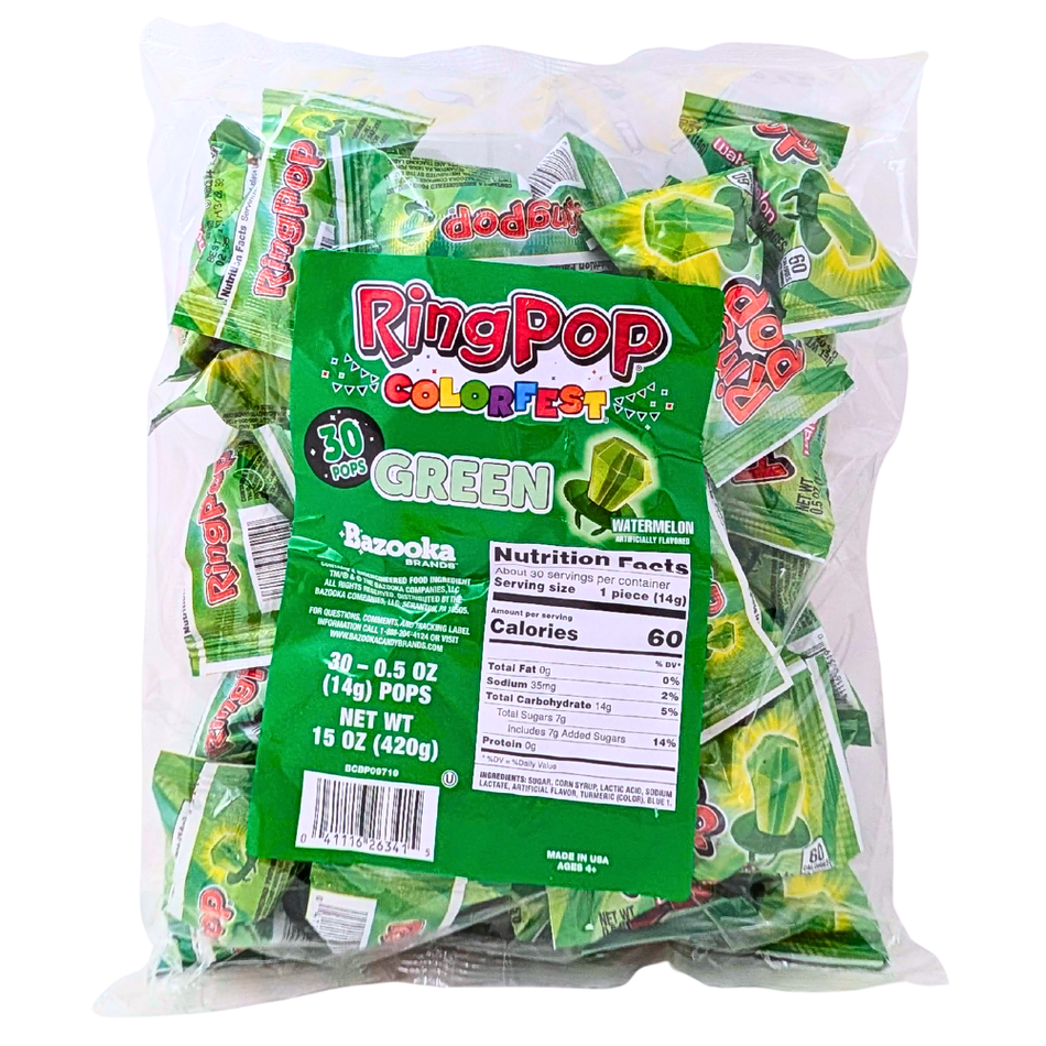 Ring Pop Colorfest Green Watermelon 30pc - 15oz