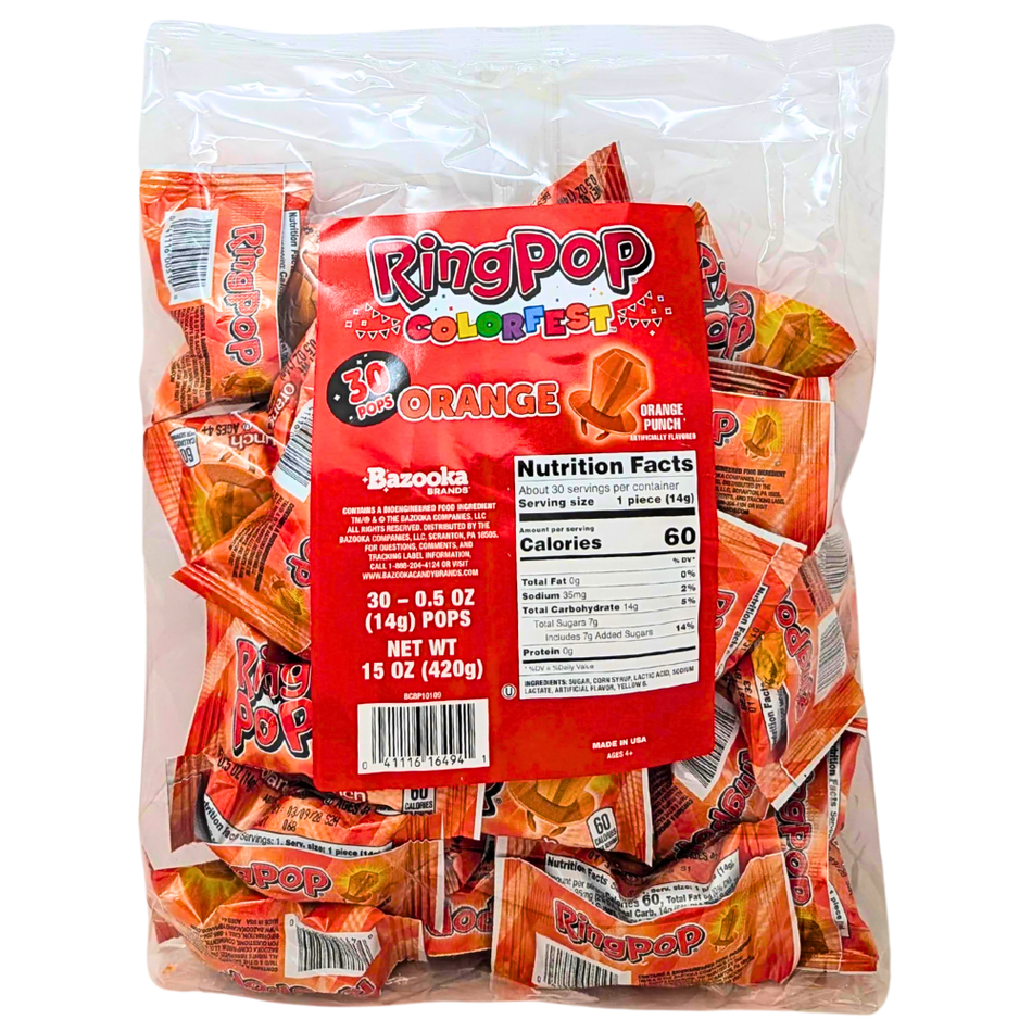 Ring Pop Colorfest Orange 30pc - 15oz
