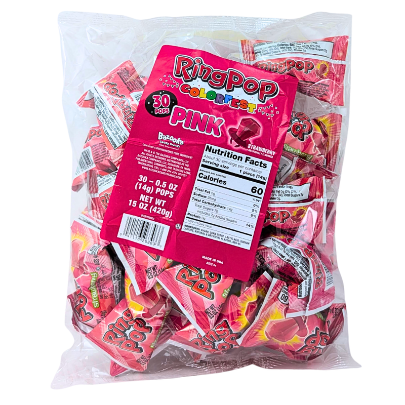 Ring Pop Colorfest Pink Strawberry 30pc - 15oz
