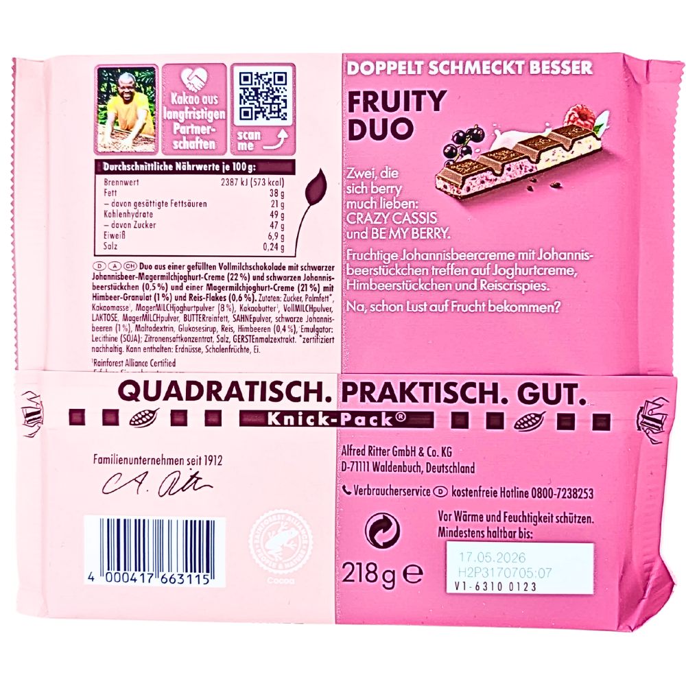 Ritter Sport Fruity Duo King Size - 218g