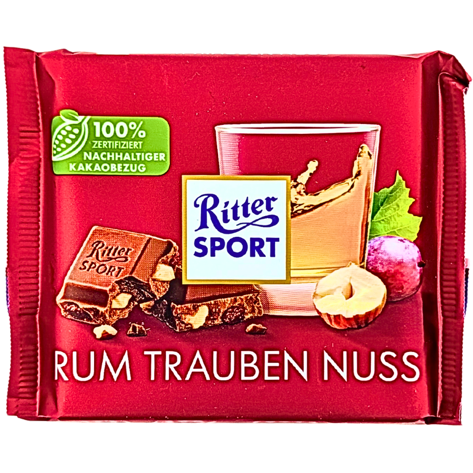 Ritter Sport Milk Chocolate Rum Raisin & Hazelnut - 100g
