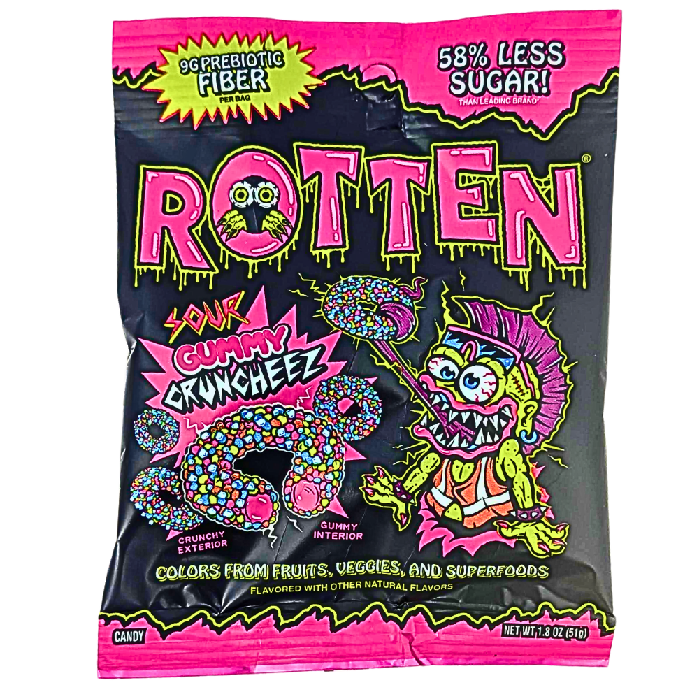 Rotten Sour Gummy Cruncheez - 1.8oz | Candy Funhouse US