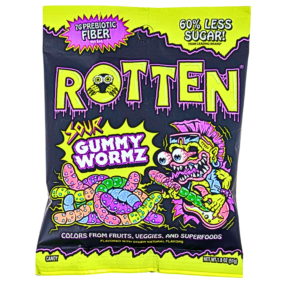 Rotten Sour Gummy Worms - 1.8oz