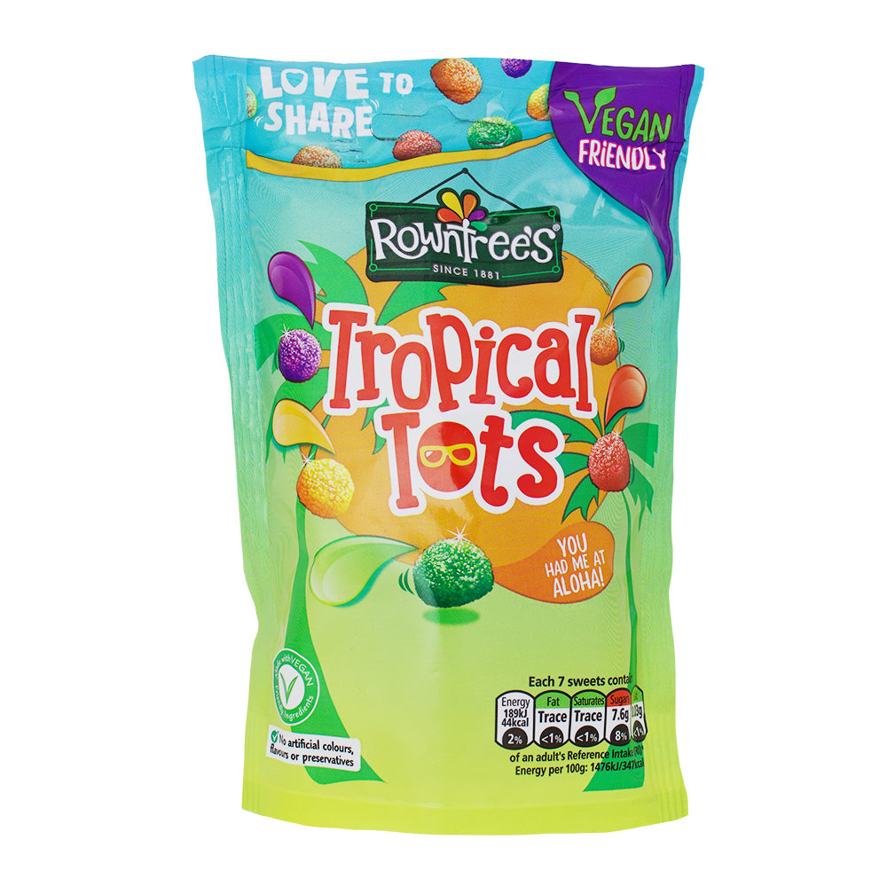 Rowntree's Jelly Tots Tropical - 140g - Gummies -Vegan Candy 