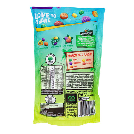 Rowntree's Jelly Tots Tropical - 140g Nutrition Facts Ingredients - Gummies - Vegan Candy 