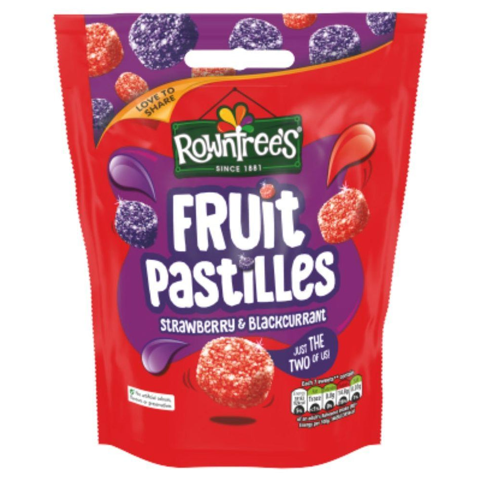 Rowntree's Fruit Pastilles Strawberry & Blackcurrant (UK) - 143g -British Candy