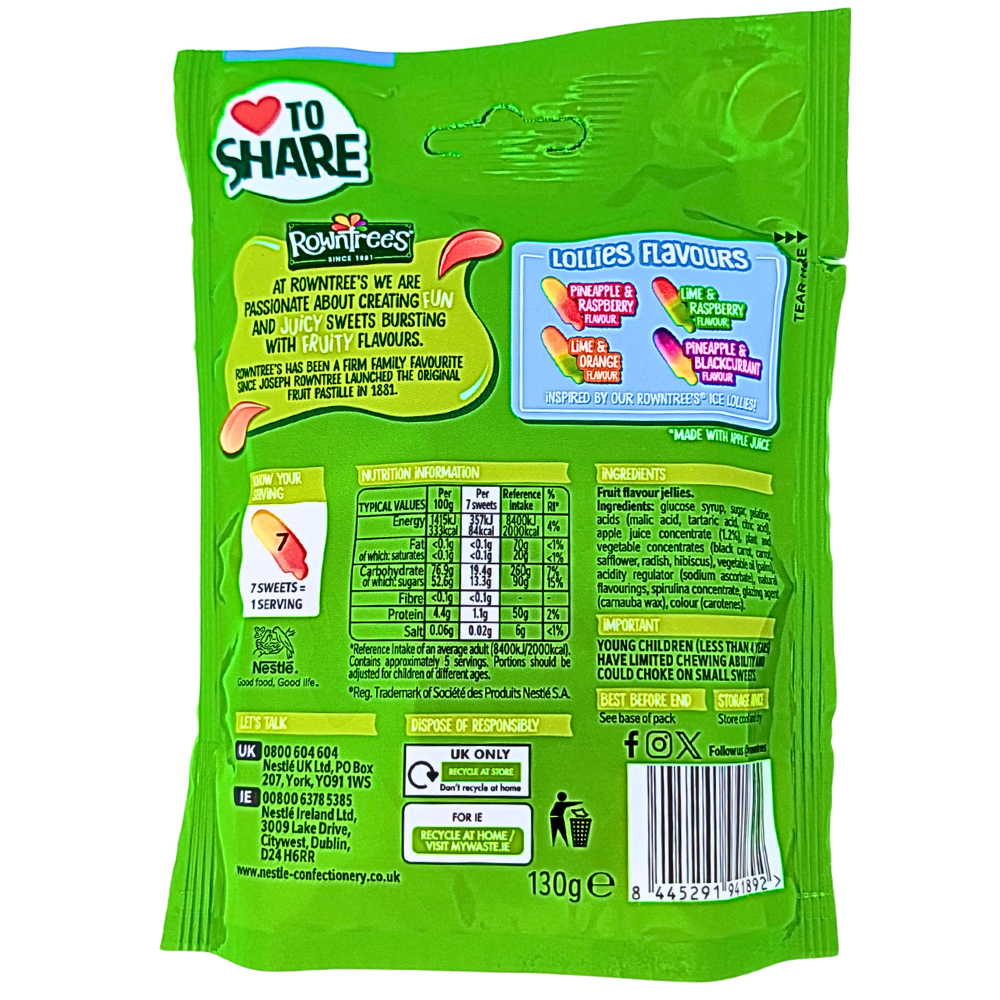 Rowntree's Fruit Pastilles Lollies (UK) - 130g