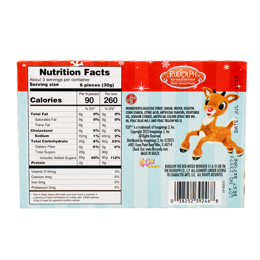 Rudolph the Red Nose Reindeer Gummies Theater Box 3 oz.