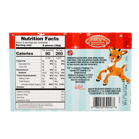 Rudolph Gummy Theater Box - 3oz Nutrition Facts Ingredients