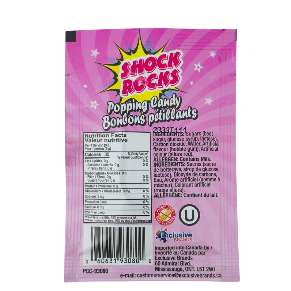 Shock Rocks Bubblegum Popping Candy - 9g-Popping candy-Bubble gum-Shock rock