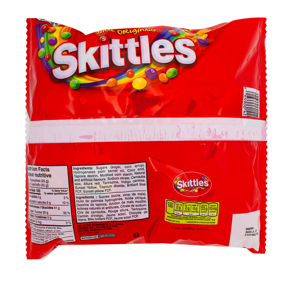 Skittles Candy -  Fun Size - 20ct  Nutrition Facts Ingredients