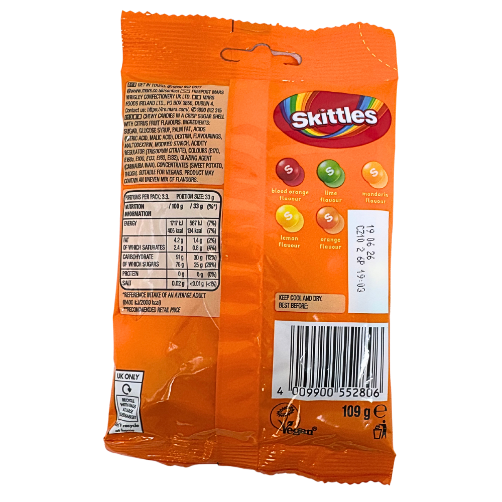 Skittles Citrus Pouch (UK) - 136g
