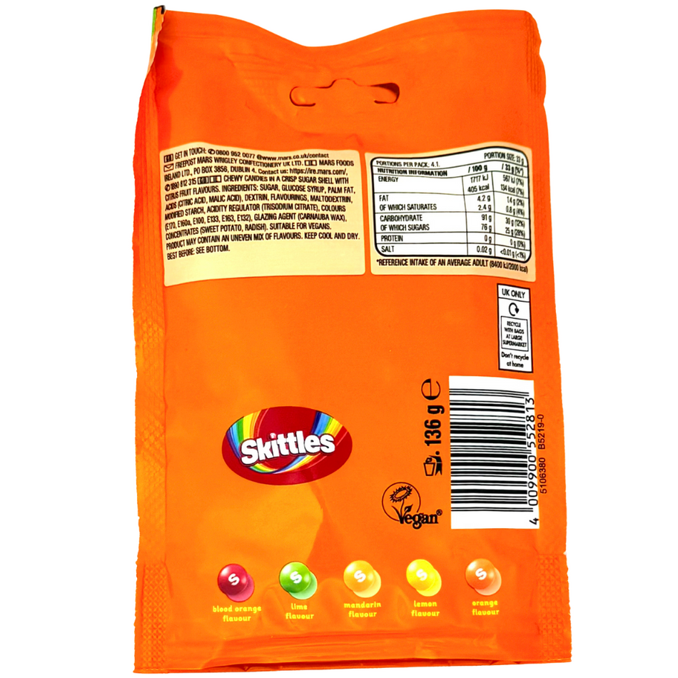 Skittles Citrus Pouch (UK) - 136g