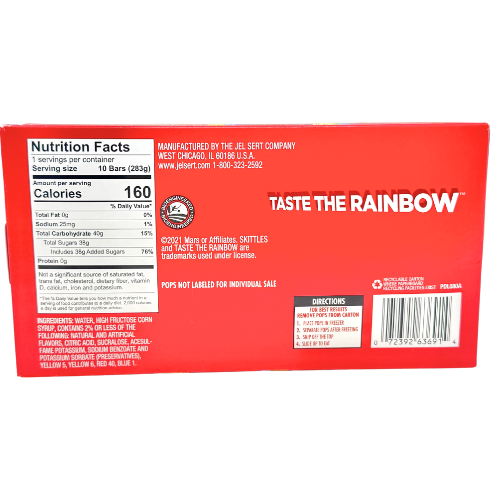 Skittles Freezer Pops 10 Pack - 10oz