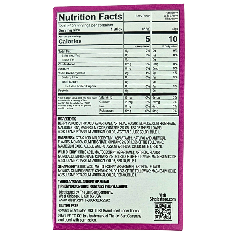 Skittles Wild Berry Variety Pack- 20 Singles To Go