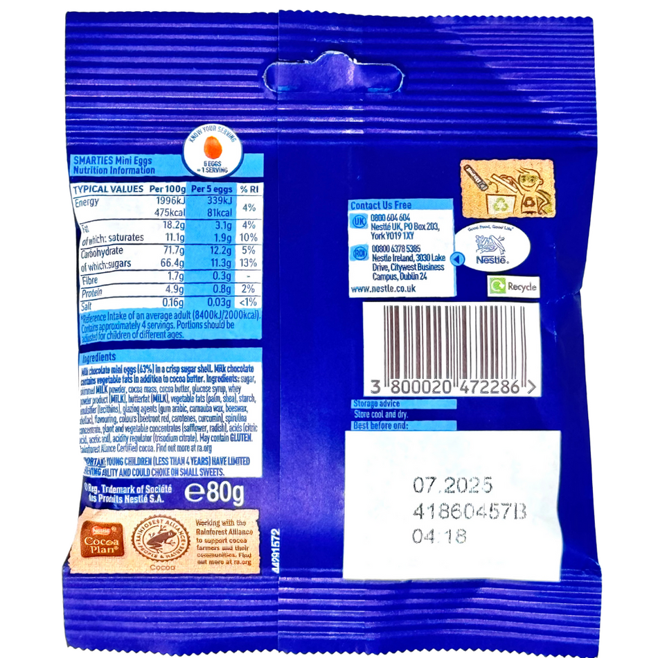 Easter Smarties Mini Eggs Bag (UK) - 80g