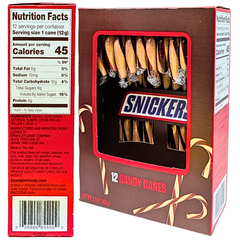 Snickers Candy Canes - 12ct