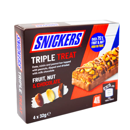 Snickers Triple Treat Fruit & Nut 4pk (UK) - 128g - British Chocolate