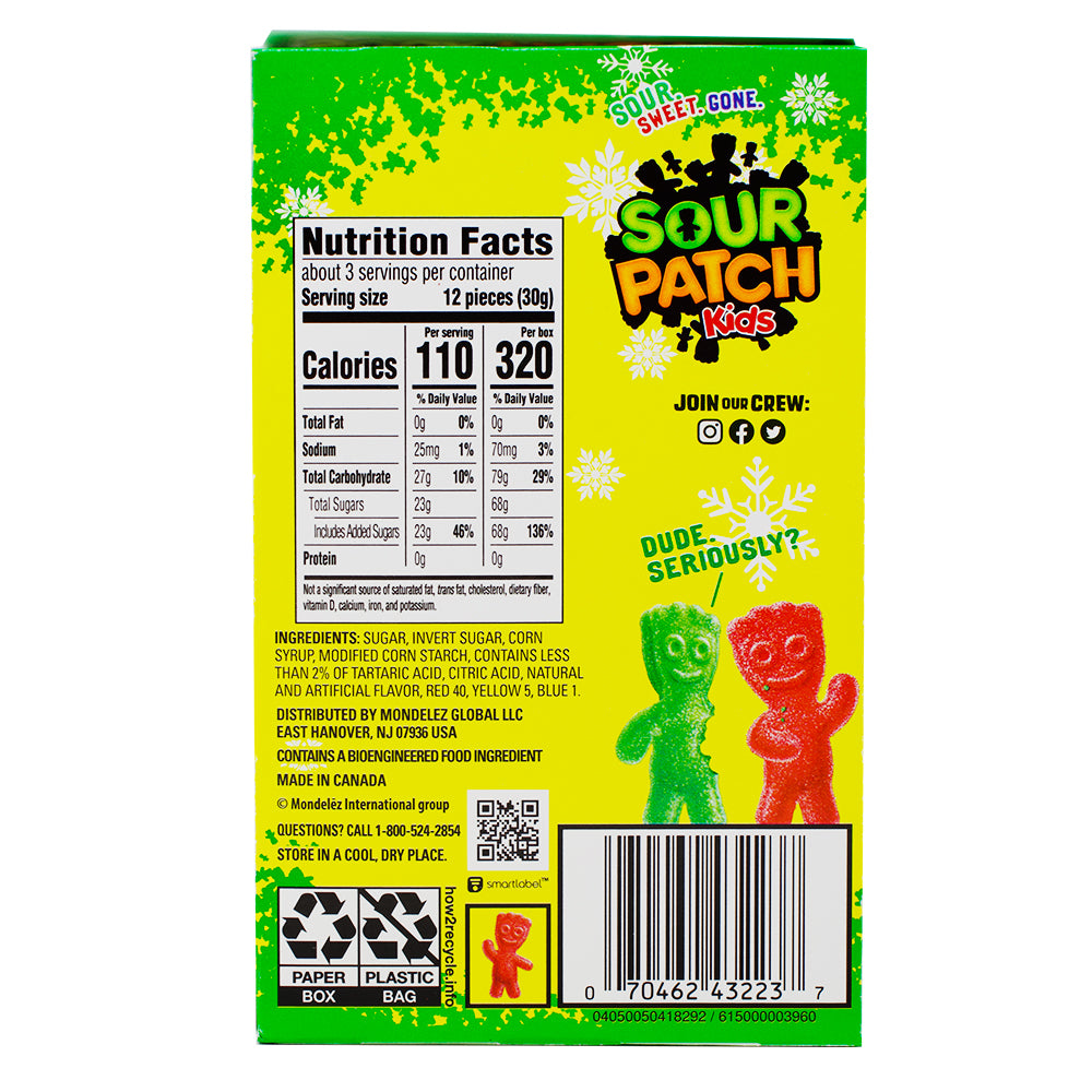 Sour Patch Kids Christmas - 3.1oz Nutrition Facts Ingredients