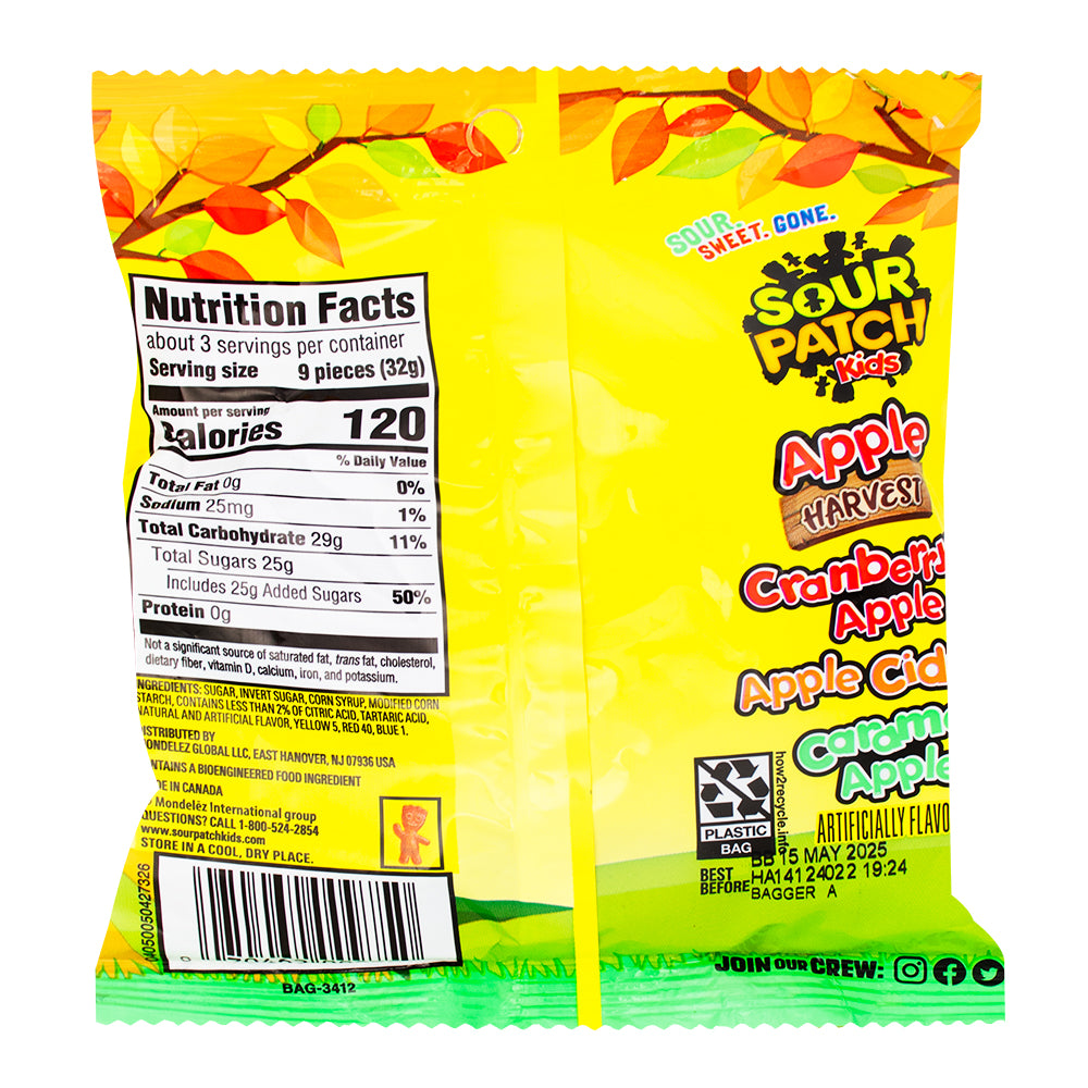 Sour Patch Kids - Apple Harvest Candy - 3.58oz  Nutrition Facts Ingredients