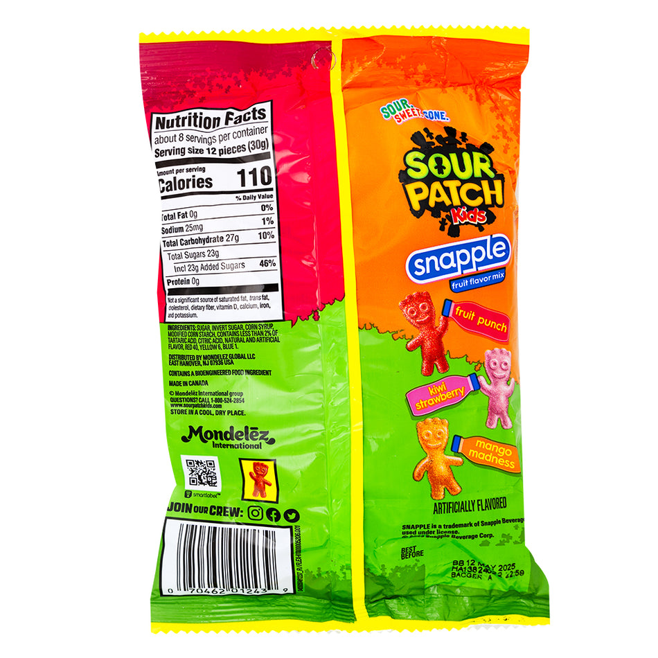 Sour Patch Snapple - 8.02oz  Nutrition Facts Ingredients
