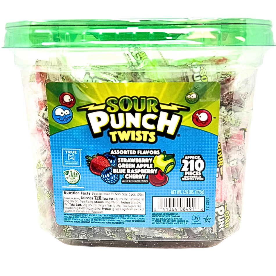 Sour Punch Assorted Licorice Twists 210 Pieces - 2.59lbs