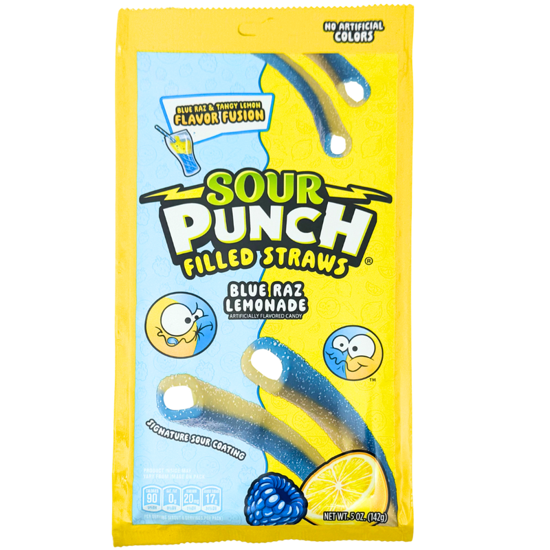 Sour Punch Filled Straws Blue Raz Lemonade - 5oz | Candy Funhouse US