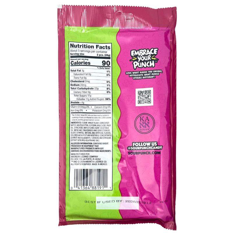 Sour Punch Filled Straws Cherry Limeade - 5oz