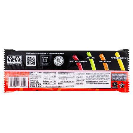 Sour Punch Scorching Straws - 4.5oz  Nutrition Facts Ingredients
