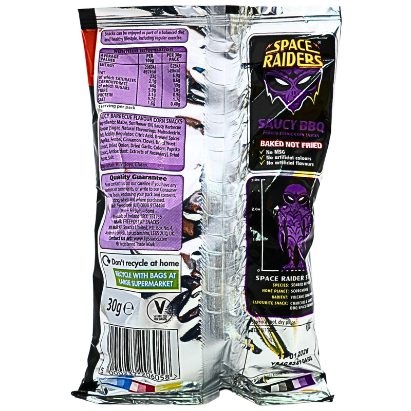 Space Raiders Saucy BBQ Corn Chips (UK) - 30g