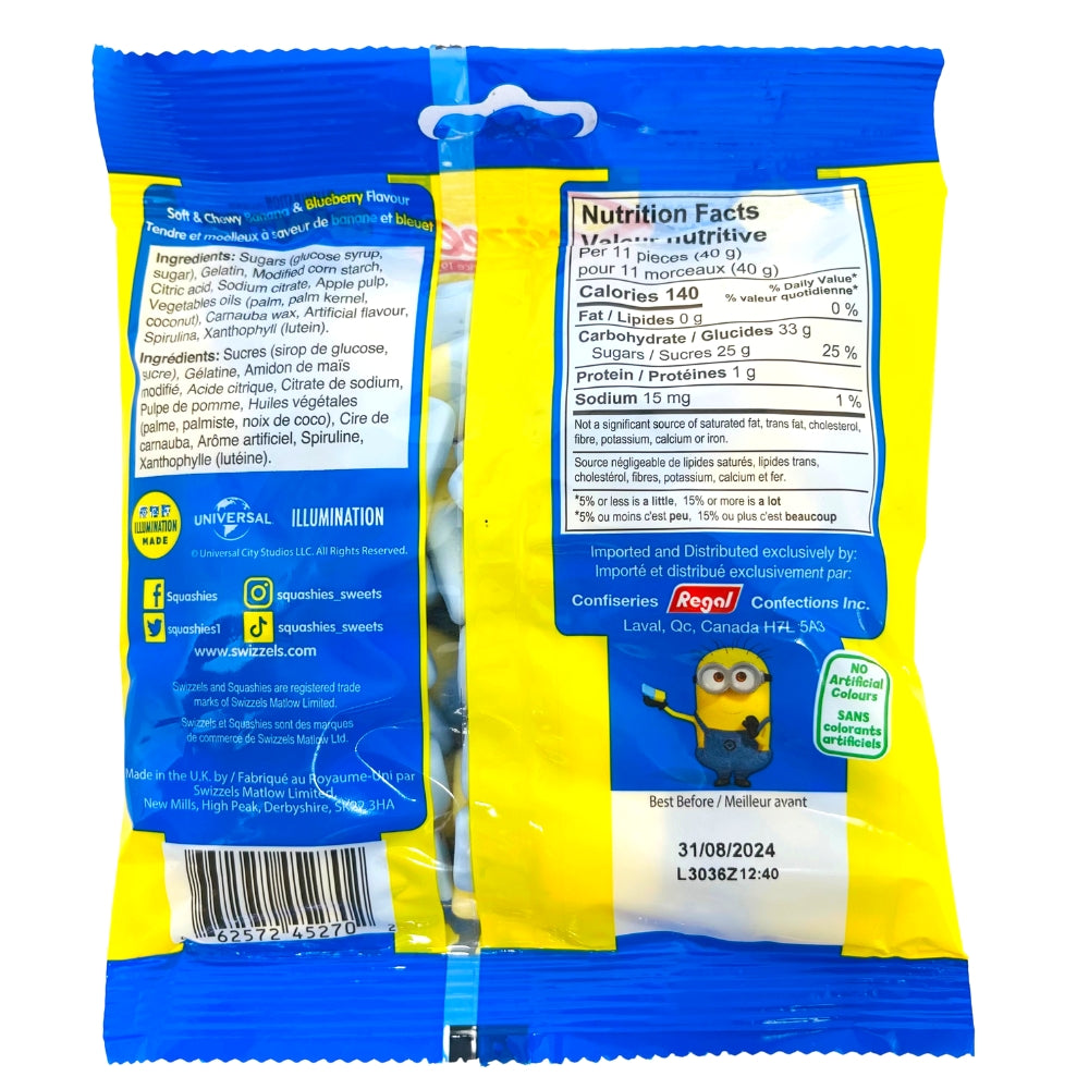 Swizzels Squashies Minions  - 140g Nutrition Facts Ingredients-Swizzles-happy birthday minions-minion birthday-British candy-Banana candy