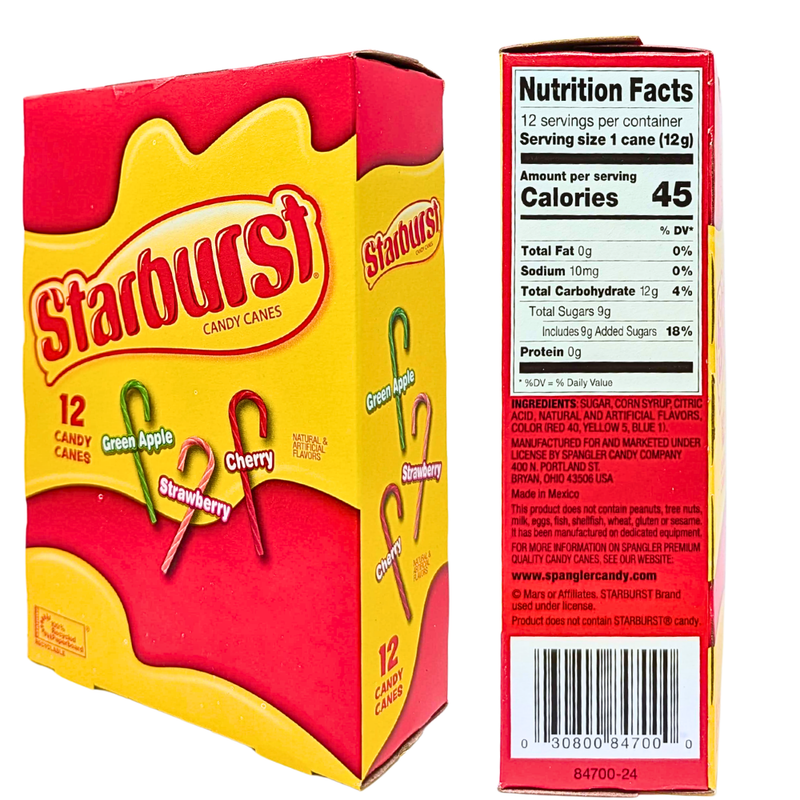 Starburst Candy Canes 12 Pieces - 5.3oz