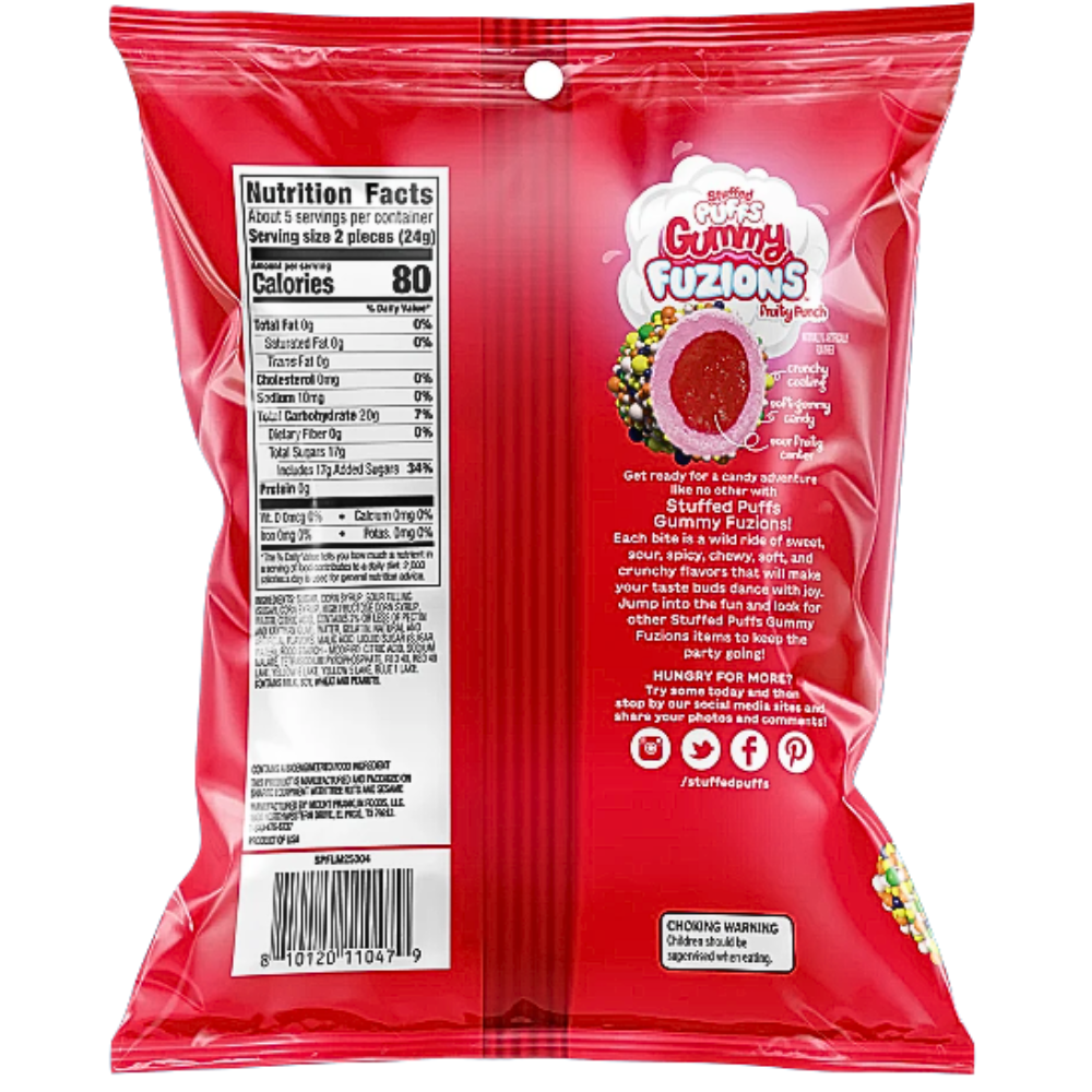 Stuffed Puffs Gummy Fuzions Fruity Punch - 120g