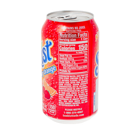 Sunkist Strawberry Orange Soda - 355mL  Nutrition Facts Ingredients