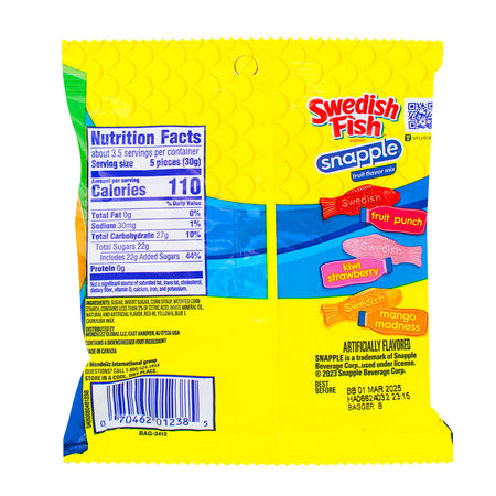 Swedish Fish Snapple Fruit Flavor Mix - 3.59oz  Nutrition Facts Ingredients
