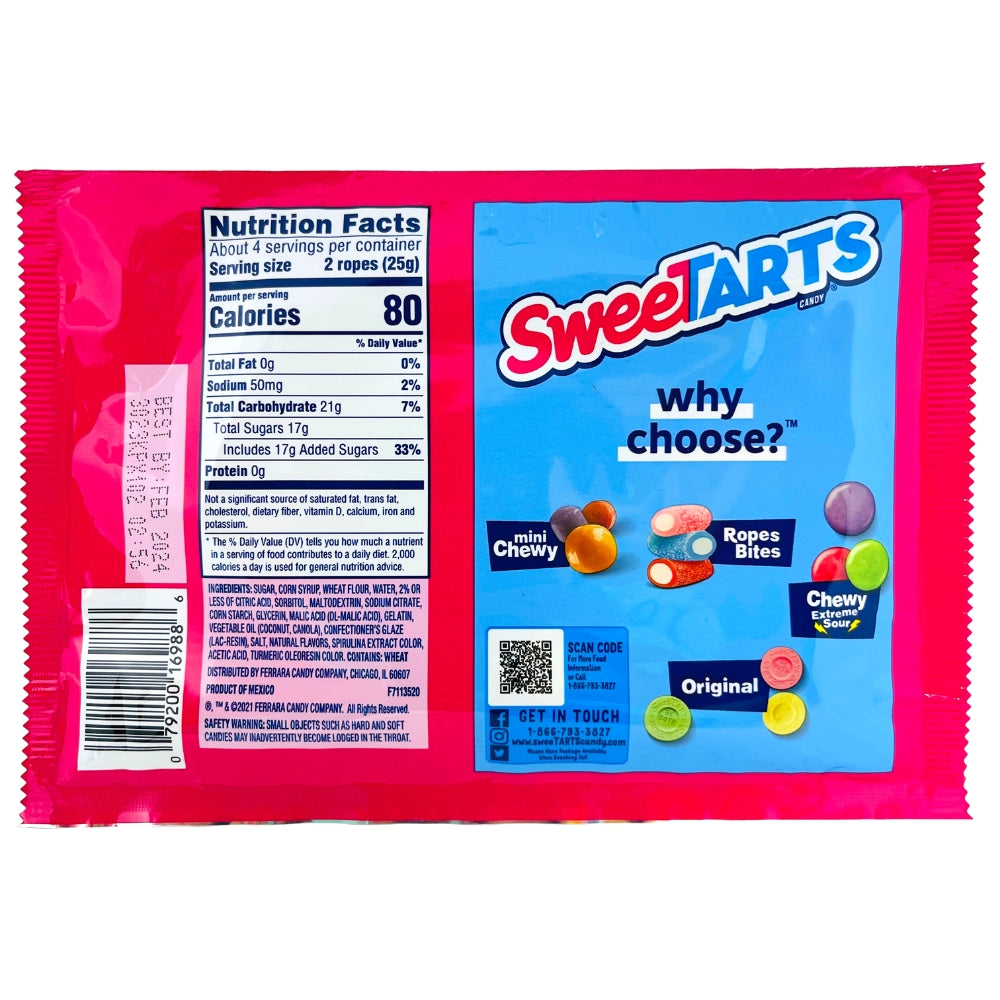 Sweetarts Ropes Sour Apple - 99g Nutrition Facts Ingredients-Sweetarts Ropes-Sweetarts-sour apple - Sweet Tarts