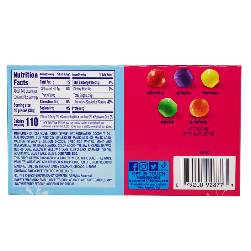 Sweetarts Christmas Mini Chewy Theatre Box - 3.75oz Nutrition Facts - Ingredients - Sweet Tarts