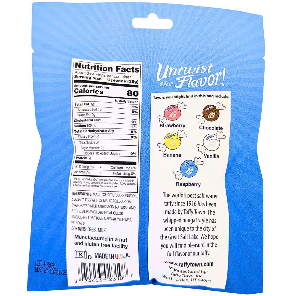 Taffy Town Assorted Lite Sugar Free Taffy - 3oz