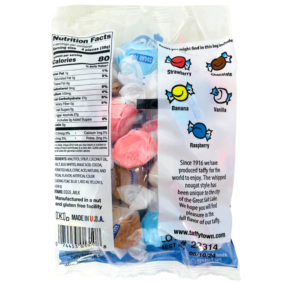 Taffy Town Assorted Lite Sugar Free Taffy - 4oz Nutrition Facts Ingredients