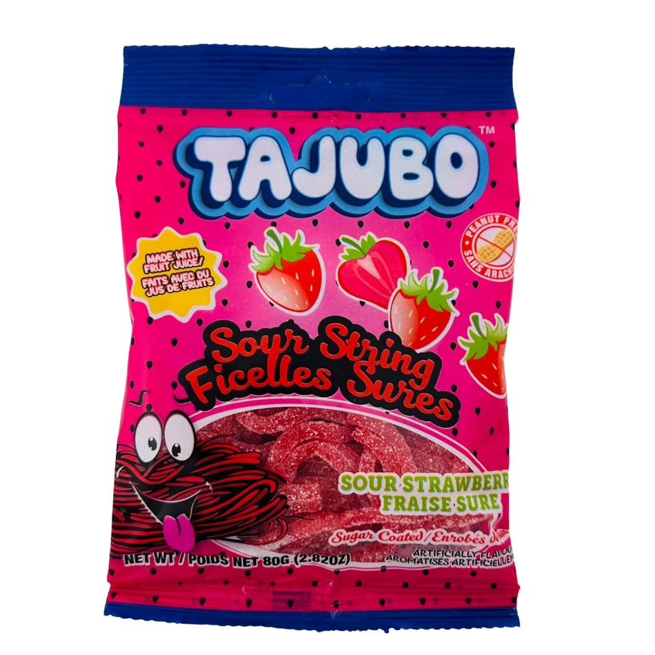 Tajubo Sour String Strawberry - 80g -Strawberry Candy - Sour Candy 