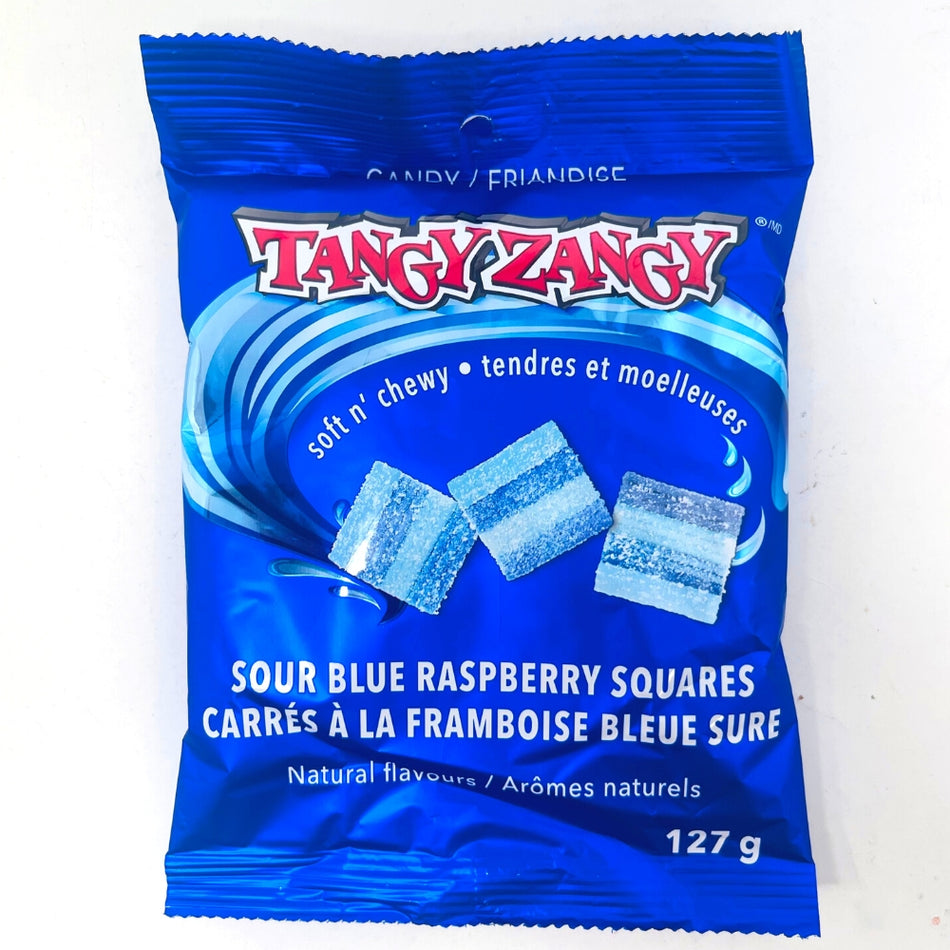 Tangy Zangy Sour Blue Raspberry Squares - 127g-Sour candy-Blue Raspberry-gummies