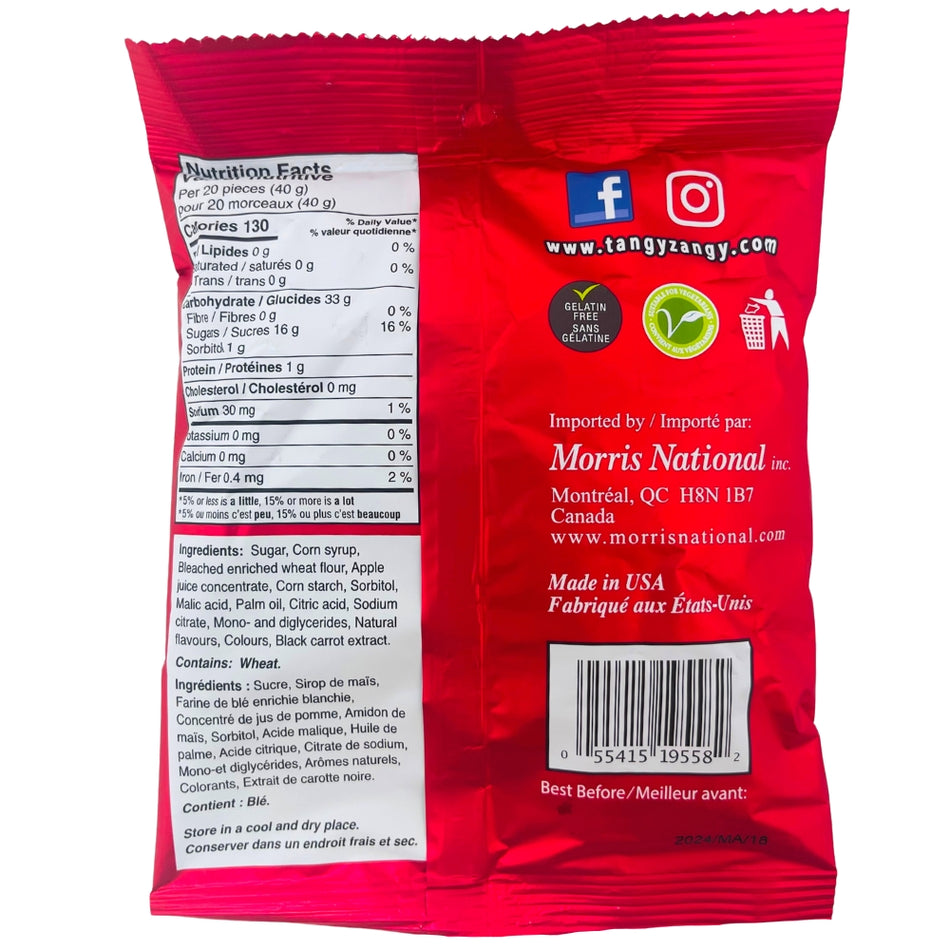Tangy Zangy Sour Strawberry Squares 127g Nutrition Facts Ingredients