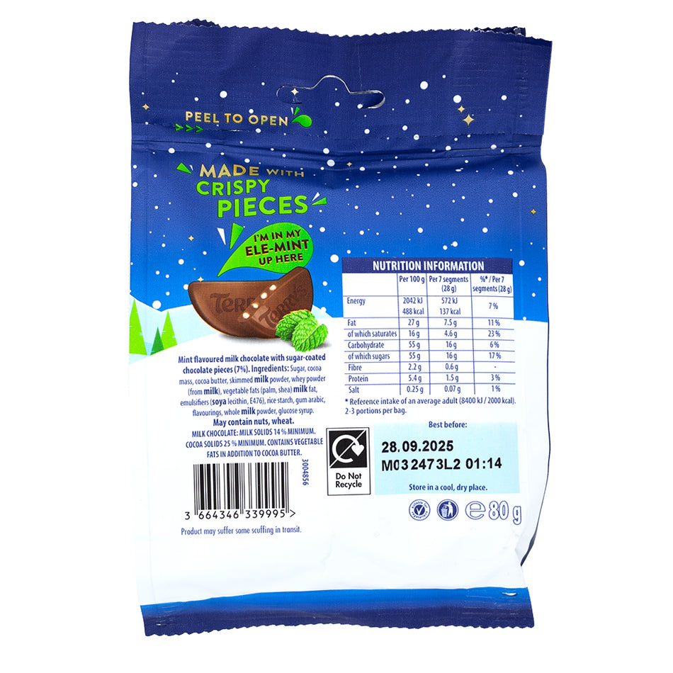 Terry's Chocolate Mint Crisps Minis (UK) - 80g  Nutrition Facts Ingredients
